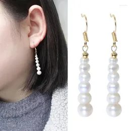 Dangle Earrings Classic Pearl Hoop for Women Natural Freshwater 3-8mm المجوهرات