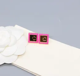 2024 Роскошные качественные серьги-гвоздики квадратной формы с розовым цветом в коробке PS3552A