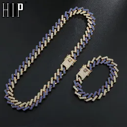 Colares Pingente Hip Hop 15mm Bling Iced Out Crystal Cuban Prong Chain Zircon Pulseira Masculina para Homens Jóias 8 16 18 20 24in 231214