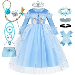 Sukienki dla dziewcząt sukienka dla dziewcząt Księżniczka odgrywanie role Kostium Błękitne cekiny dziecięce Bithday niespodzianka dziecięca sukienka kulowa 231214