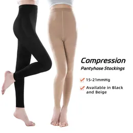 Damen-Leggings Legbeauty 15–21 mmHg Fußlose Kompressionsstrumpfhosenstrümpfe für Frauen Blickdichte Krampfadern-Drucksocken Größe S-5XL 231215