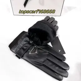 New fashion designer leather gloves Sheepskin women's winter gloves warm soft leather anti-freezing five-finger gloves