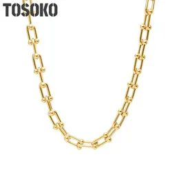 TOSOKO Stainless Steel Jewelry Horseshoe U-Shaped Necklace Women's Exaggerated BSP674 220217250S