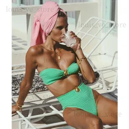 Kobieta w skorupce kąpielowej Bandeau bikini stroje kąpielowe Kobiety kostium kąpielowy w bikini wysokiej talii zestaw 2022 Kąpiec kąpiel