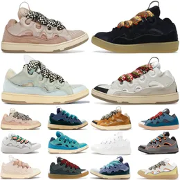 Leather Curb Mesh Laceup Extraordinary Embossed White Black Light blue Gum red pink Mens Womens Calfskin Nappa platformsol Casual Shoes