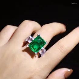 クラスターリングZoca Paraiba Tourmaline Gemstone Ring Emerald 925 Sterling Silver Women Jewelry Luxury Party Weddingdaily Wear