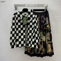 brand women dress designer womens clothing summer shirt fashion Contrasting checkerboard girl coat ladies pleated skirt Dec 15 New Arrivals