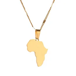 Collier pendentif carte africaine en acier inoxydable, bijoux carte de l'afrique pour femmes, bijoux à breloques 319e