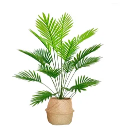 Flores decorativas 82 cm Artificial Areca Palm Plant 32 polegadas Falso Folhas de árvores tropicais Amarelo falso para casa interior Home Office Decoração moderna