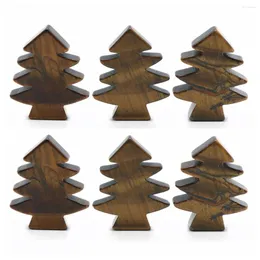 Choker 6pcs Tiger Eye Sisal Mini Pine Tree for DIY Crafts 크리스마스 홈 테이블 상단 장식 겨울 장식품 영적 펜던트