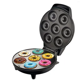 Fabricantes de pan Mini Donut Maker 1200W 7 agujeros Máquina de prensa eléctrica con revestimiento antiadherente para desayuno Postres Snacks Enchufe de EE. UU. 110V