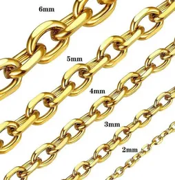 Łańcuch o stal nierdzewna dla mężczyzn kobiet Rolo Naszyjnik 18K Złoty Srebrny Czarny Kabel Link 2 mm 3 mm 4 mm 5 mm 6mm3787575