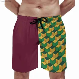 Męskie spodenki Giyu Tomioka Wzór szorty anime Cosplay Demon Slayer Kimetsu No Yaiba Men Wzorka Krótkie spodnie Trenky Swim Trunks YQ231215