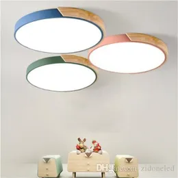 Multicolour Modern LED Takljus Super tunn 5 cm massivt trä taklampor för vardagsrum sovrum kök belysning enhet277m