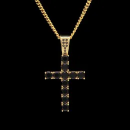 Iced out colorido zircônia cz cruz colares pingentes punk hiphop moda jóias com cor de ouro 3mm cubana chain285l