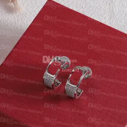 Retro 925 silverörhängen Glänsande Rhinestone Charm örhängen Designer Letter Plated Ear Studs örhängen för kvinnor