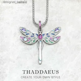 Pendanthalsband Färgglada Dragonfly Pendant Link Chain Halsband Summer Brand Ny Fine Jewelry Europe 925 Sterling Silver Gift for Womenl231215