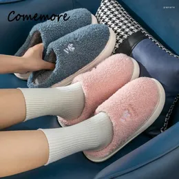 Pantofole Comemore Donna Autunno Inverno Casa Coperta Calda Pantofola in cotone peluche Scarpe da uomo Fondo spesso antiscivolo per la casa