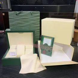 Designer Watchs Boxes Topquality Dark Green Watch Box Gift Woody fodral för Solex Watches Booklet Card Taggar och papper på engelska S300J