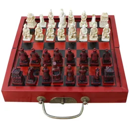 チェスゲーム32pcsセット中国の木製テーブルボードピースコレクタブルギフト折りたたみ式ボードアンティーク231215