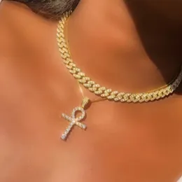 Anhänger Halsketten Glänzendes Kristallkreuz Für Frauen Männer Punk Miami Iced Out Cuban Link Kette Halskette Kragen Hip Hop Schmuck 231214
