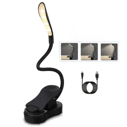 Wiederaufladbare Leseleuchte, LED-Buchleuchte, USB, flexible Buchlampe, Touch-Dimmer, Clip-Tisch-Schreibtischlampe, schützt das Auge, tragbare Clip-Lampe2230