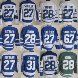 Özel CCM Hokey Retro 31 Grant Fuhr Jersey 75. Yıldönümü Emekli 67 Stanleycup 27 Darryl Sittler 28 Tie Domi 13 Mats Sundin Vintage Clas