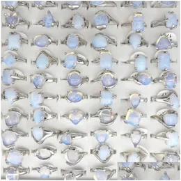 حلقة Solitaire Solitaire Natural Opal Stone Rings أزياء المجوهرات النسائية Bague 50pcs 230607 إسقاط توصيل المجوهرات حلقة Dhe0m