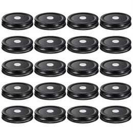 Kitchen Storage & Organization 20 Pieces Metal Regular Mouth Mason Jar Lids With Straw Hole Compatible Black 2 8 Inch282S