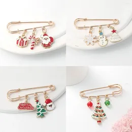 Brooches Arrival Christmas Brooch Candy Cane Gift Box Snowman Snowflake Santa Xmas Tree Safety Pin Holiday Jewelry Gifts