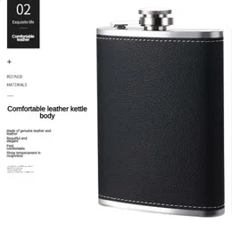 Frascos de quadril 8oz de aço inoxidável frasco de quadril preto uísque vinho pote álcool beber bolso bebedor drinkware para viagens acampamento garrafa de vodka 231214