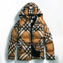 Tasarımcı Mens Puffer Ceket Parka Kahverengi Ceketler Kapşonlu Giriş Kadın Dış Kış Palto Sıcak Yelek Kalınlaştırılmış Fermuar Ekose Şerit Baskı Palto Rüzgar Dermezi