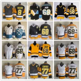 Custom Pittsburgh''Penguins'Movie Vintage Hockey Jersey Retro CCM 자수 68 Jaromir Jagr Jersey 77 Paul Coffey 8 Mark Recchi Jerseys