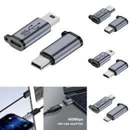 2PCS Micro USB أنثى من النوع C محول الذكور 480MBPS Micro USB أنثى الكتابة C/Mini USB موصل 5V 2A للهاتف/الكمبيوتر اللوحي/الكمبيوتر الشخصي