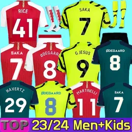 Saka Soccer Jerseys G. Jesus Odegaard Rice Havertz 23 24 Gunners Martinelli Smith Rowe Thomas Nketiah Zinchenko Saliba Trossard Shirt Men Kids Kids Kit