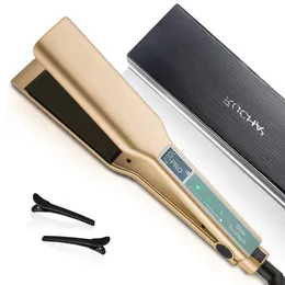 Hair Straighteners Hair Straightener Touch Screen Plate Flat Irons Keratin Treatment 450°F / 230°C Salon Hair Styling Tools Dual Voltage 231214