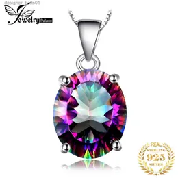 Collane con ciondolo GioielliPalace Ovale Arcobaleno Fuoco Mistico Quarzo Collana con ciondolo in argento sterling 925 per donna Girocollo con pietre preziose di moda Senza catenaL231215