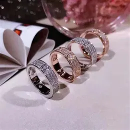 럭셔리 3 열 전체 다이아몬드 러브 링 링 패션 여성 결혼 반지 고품질 316L 티타늄 스틸 보석류 246V