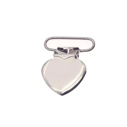 Clip porta ciuccio 50 pezzi 25 mm argento a forma di cuore bretella ciuccio succhietto capezzolo dentizione giocattoli portacatena 231215