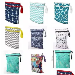 Storage Bags Delivery Cartoon Printing Storage Bag Baby Protable Nappy Reusable Washable Wet Dry Cloth Zipper Waterproof Diaper Drop D Dhrwq