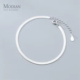 Modian classique 925 bracelet à breloques en argent sterling ou bracelet de cheville pour femmes réglable chaîne en os de serpent bijoux fins 2020 Design LJ20102234z