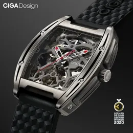 CIGA DESIGN Z Series Titanium Case Automatisk mekanisk armbandsur Silikonrem Tidstycke med en läderrem för LJ20208M