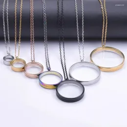 Pendant Necklaces 10Pcs/Lot Stainless Steel Round Floating Locket 10-40mm Glass Memory Coin Holder Medallion Collares Jewelry