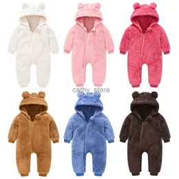 Pagliaccetti Simpatico orso di peluche Pagliaccetti per bambini Ragazza del bambino Tuta generale Primavera Autunno Cerniera con cappuccio Neonati Pagliaccetto Infantile Abbigliamento striscianteL231114