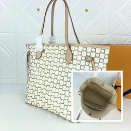 Designer Bag Fashion Tote Purse Ladies äkta läder Kompositpåse Brev Blomstryck Lattice Checker stor kapacitet shoppingväska