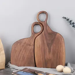 Huggblock Black Walnut Solid Boards Wood Tray Pizza Board Cutting Kitchen Baking redskap Brödfrukt Sticky 231215