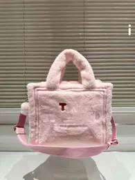 Bolso de mano de diseñador con pelo de cordero para mujer, bandolera de Diseñador de Bolsos de felpa, bolso de hombro, novedad de invierno