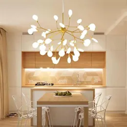 Modern LED Firefly Pendant Light Stylish Tree Branch Chandelier Lamp för Kitchen Living Children Room Loft Bedroom276L