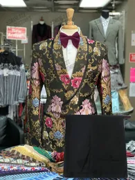 Męskie garnitury Blazers Terno Masculino Slim Fit Dress Mężczyzna Kwiatowy formalny ślub Męki Dwumiastek Tuxedo Prom dla mężczyzn 231215
