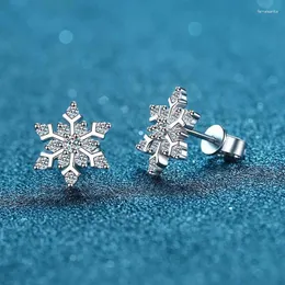 Boucles d'oreilles DRring Test réussi Moissanite femmes flocon de neige boucle d'oreille 925 en argent Sterling plaqué rhodium brillant bijoux fins cadeau